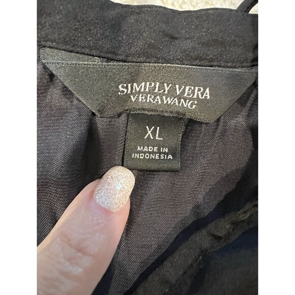 Simply Vera Wang V-Neck Black Dress With White Stripes Size XL - Picture 7 of 9
